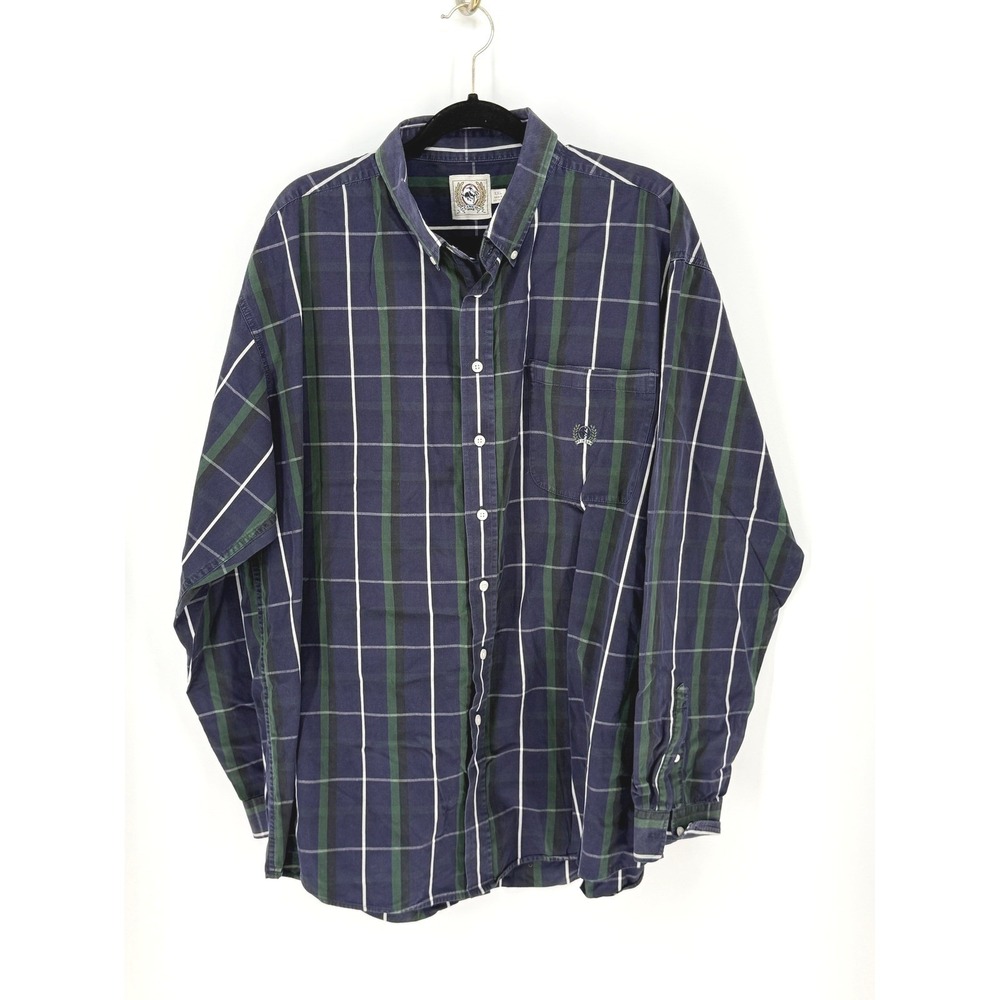 Cinch Mens Plaid Western Cowboy Ranchwear Button Down Shirt Size XXL Country blu